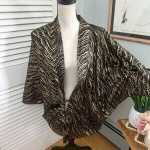 Delux Jacket Womens One Size Black Gold Oversized Dolman Sleeve Artsy Lagenlook